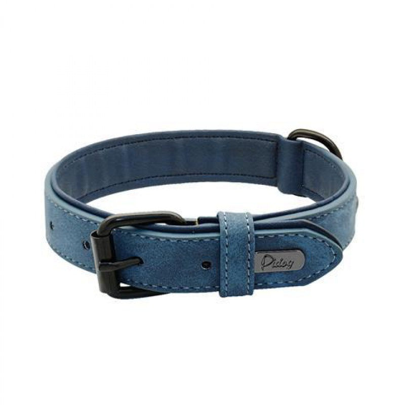 Iron Paw™ Signature series: Padded Leather ID Collar With Integrated Nameplate