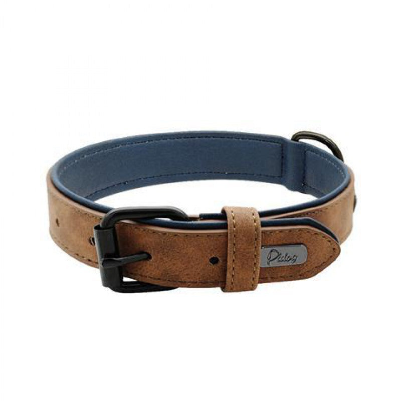 Iron Paw™ Signature series: Padded Leather ID Collar With Integrated Nameplate